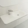 BOCCHI Fenice 36" Rectangle Wallmount Fireclay Bathroom Sink, White, Single Faucet Hole, 1490-001-0126