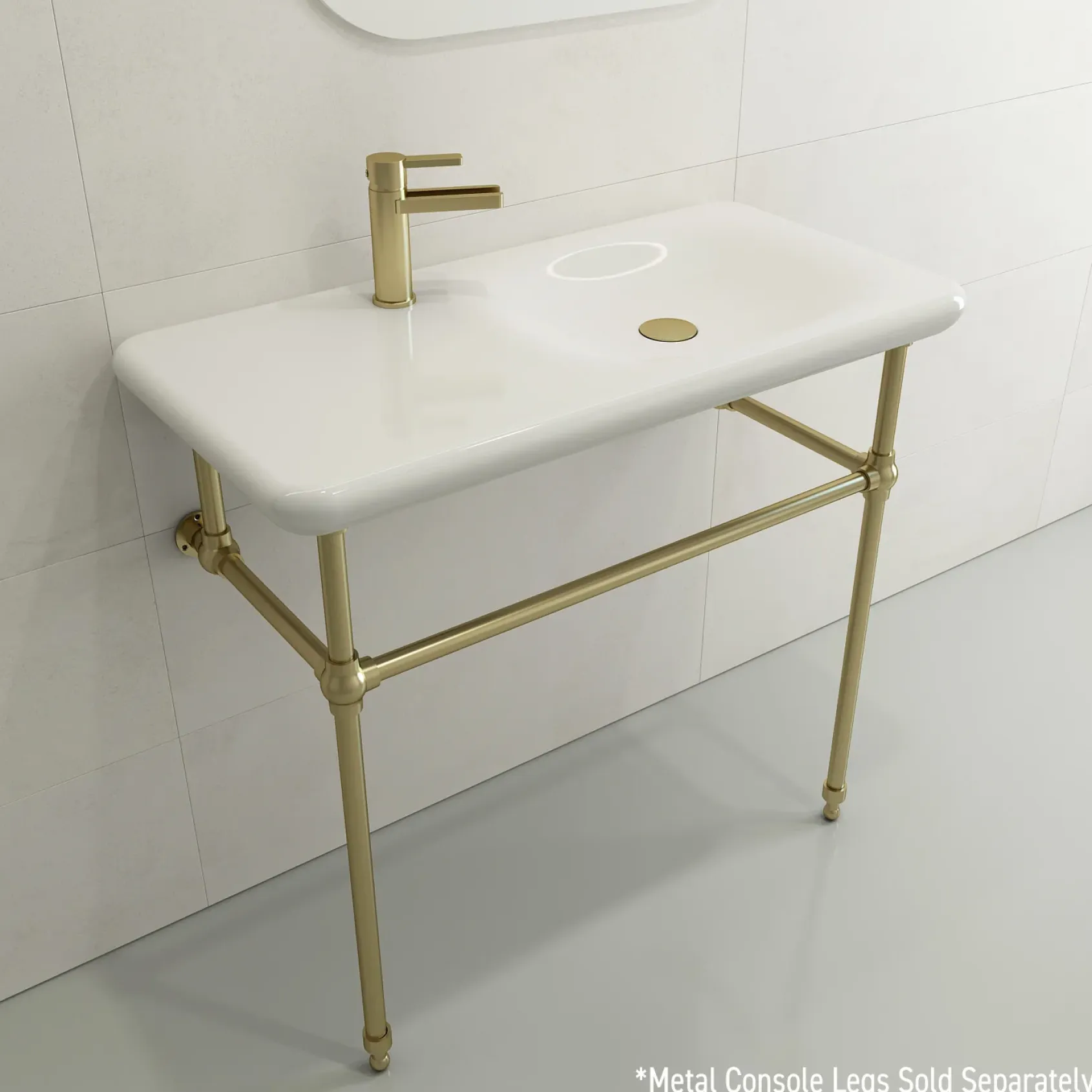 BOCCHI Fenice 36" Rectangle Wallmount Fireclay Bathroom Sink, White, Single Faucet Hole, 1490-001-0126