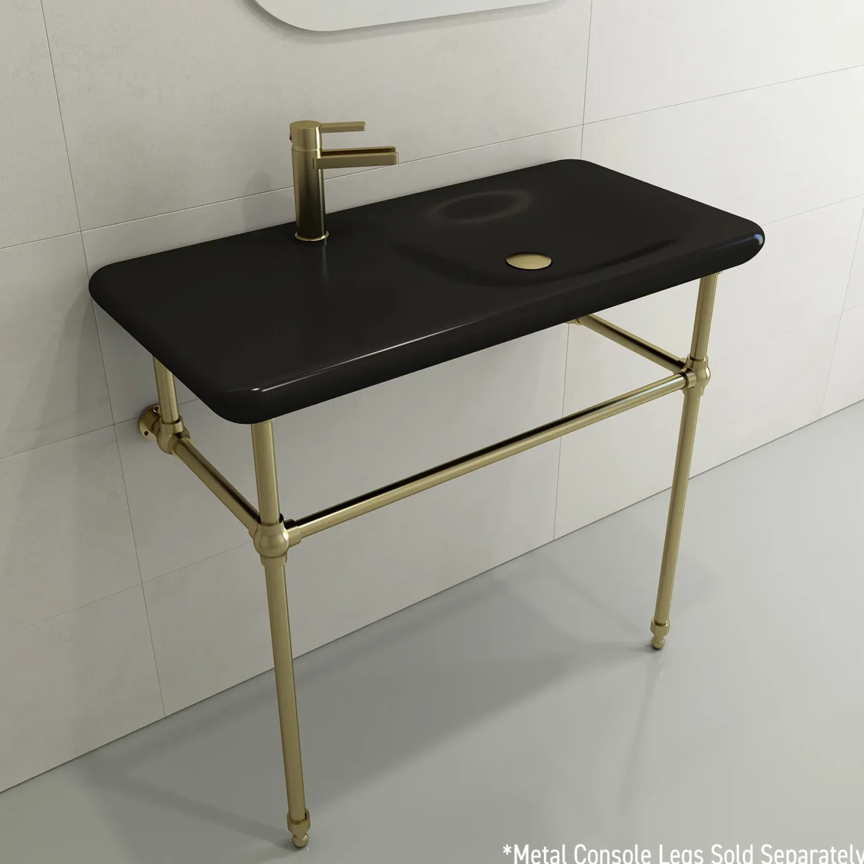 BOCCHI Fenice 36" Rectangle Wallmount Fireclay Bathroom Sink, Matte Black, Single Faucet Hole, 1490-004-0126