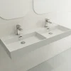 BOCCHI Milano 48" Rectangle Wallmount Fireclay Bathroom Sink, Double Basin, Matte White, Single Faucet Hole, 1393-002-0132