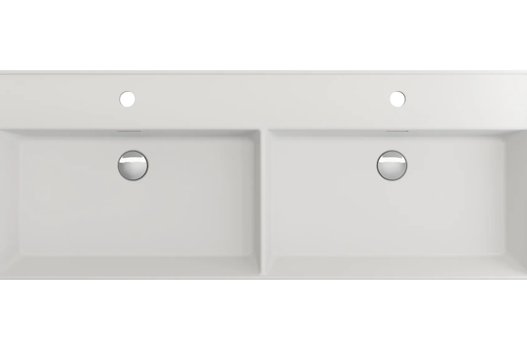 BOCCHI Milano 48" Rectangle Wallmount Fireclay Bathroom Sink, Double Basin, Matte White, Single Faucet Hole, 1393-002-0132