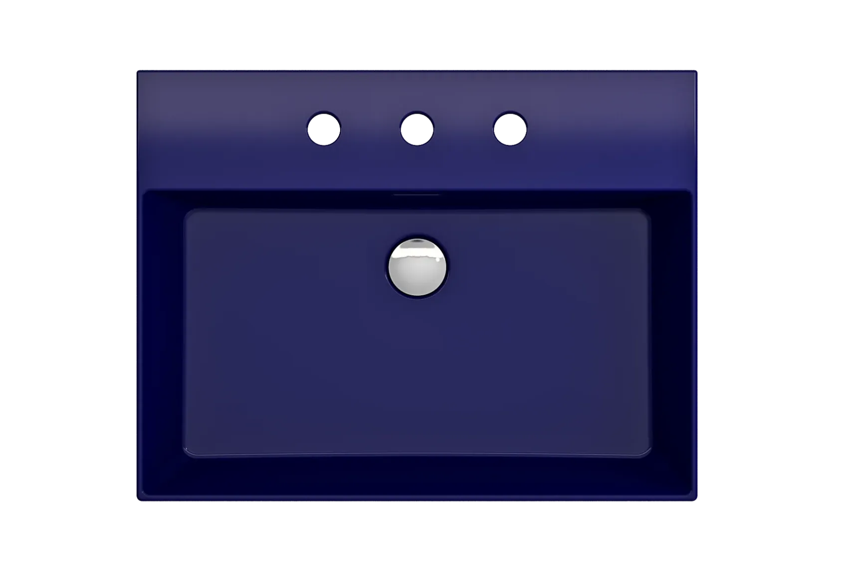 BOCCHI Milano 24" Rectangle Wallmount Fireclay Bathroom Sink, Sapphire Blue, 3 Faucet Hole, 1376-010-0127