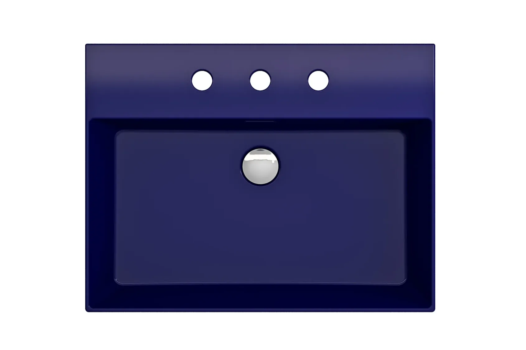 BOCCHI Milano 24" Rectangle Wallmount Fireclay Bathroom Sink, Sapphire Blue, 3 Faucet Hole, 1376-010-0127