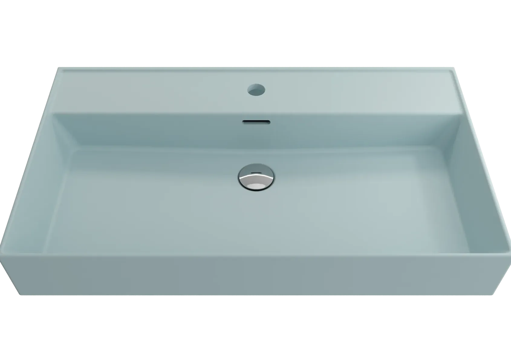 BOCCHI Milano 32" Rectangle Wallmount Fireclay Bathroom Sink, Matte Ice Blue, Single Faucet Hole, 1377-029-0126