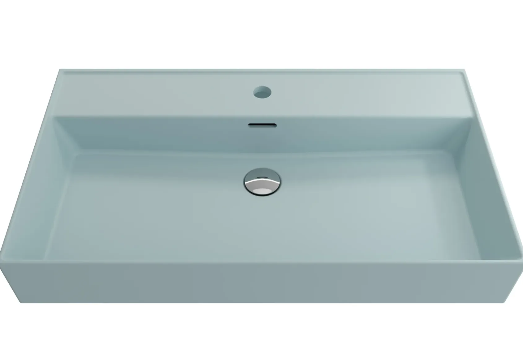 BOCCHI Milano 32" Rectangle Wallmount Fireclay Bathroom Sink, Matte Ice Blue, Single Faucet Hole, 1377-029-0126