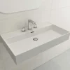 BOCCHI Milano 32" Rectangle Wallmount Fireclay Bathroom Sink, Matte White, 3 Faucet Hole, 1377-002-0127