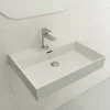 BOCCHI Milano 24" Rectangle Wallmount Fireclay Bathroom Sink, Matte White, Single Faucet Hole, 1376-002-0126