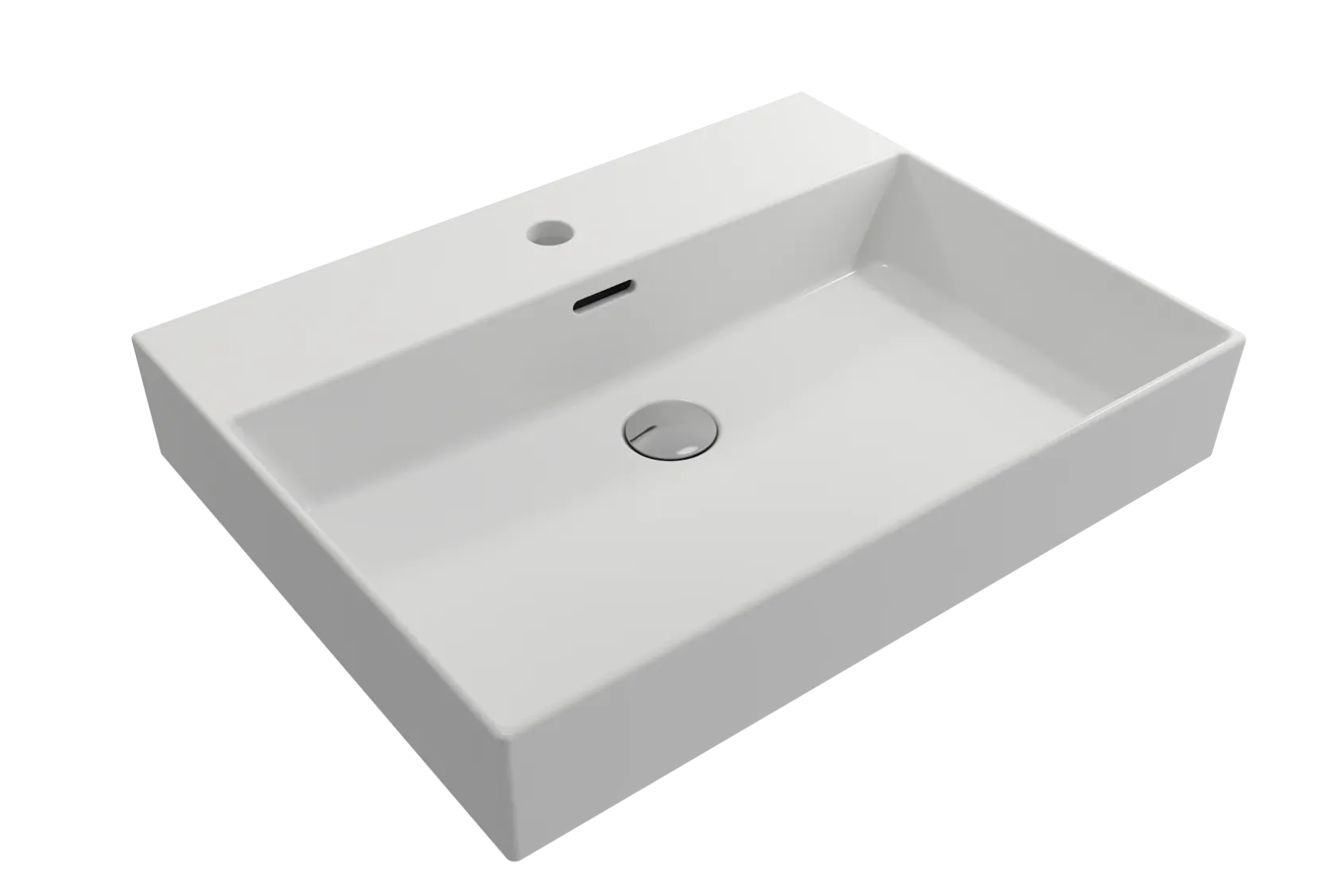 BOCCHI Milano 24" Rectangle Wallmount Fireclay Bathroom Sink, Matte White, Single Faucet Hole, 1376-002-0126