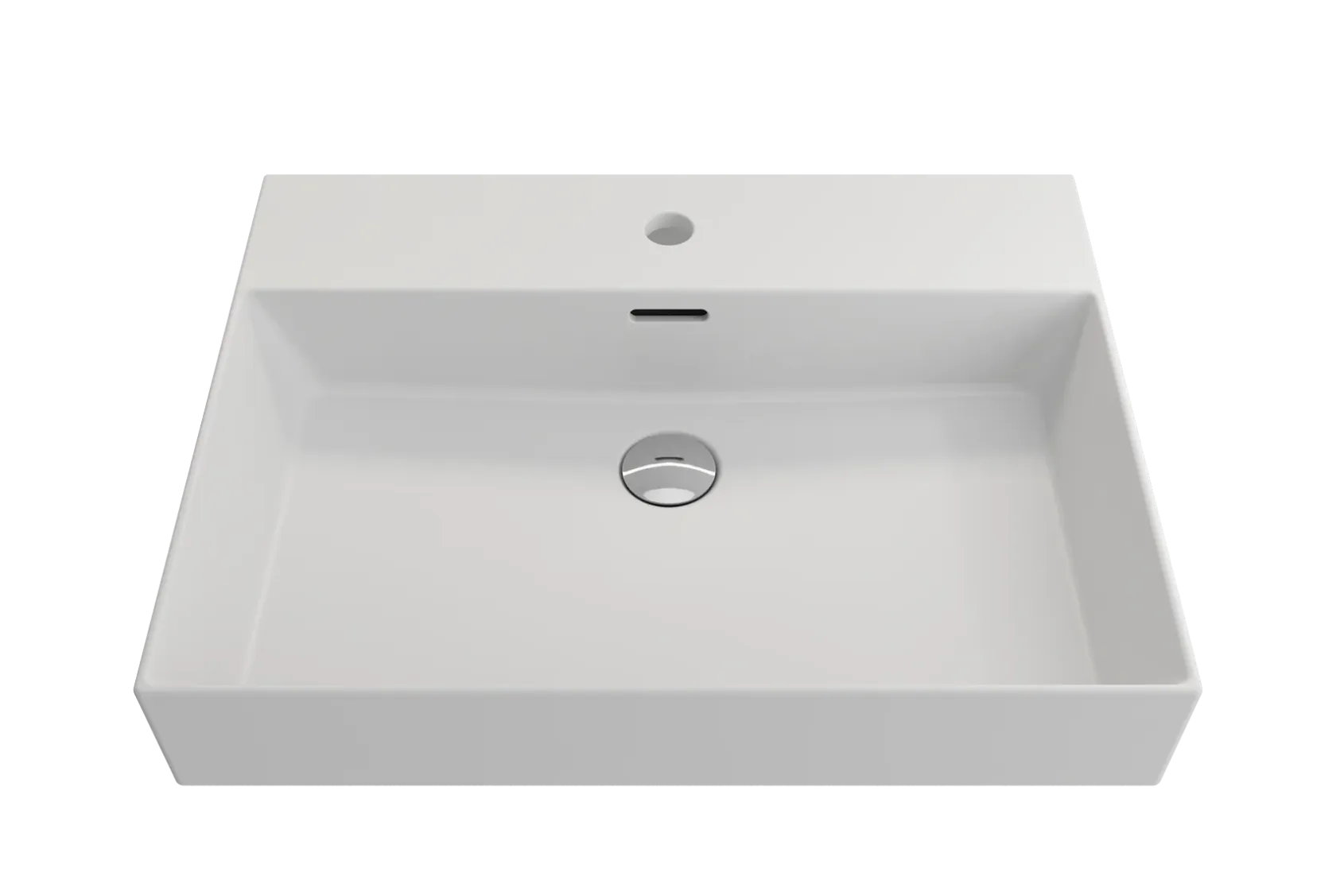 BOCCHI Milano 24" Rectangle Wallmount Fireclay Bathroom Sink, Matte White, Single Faucet Hole, 1376-002-0126