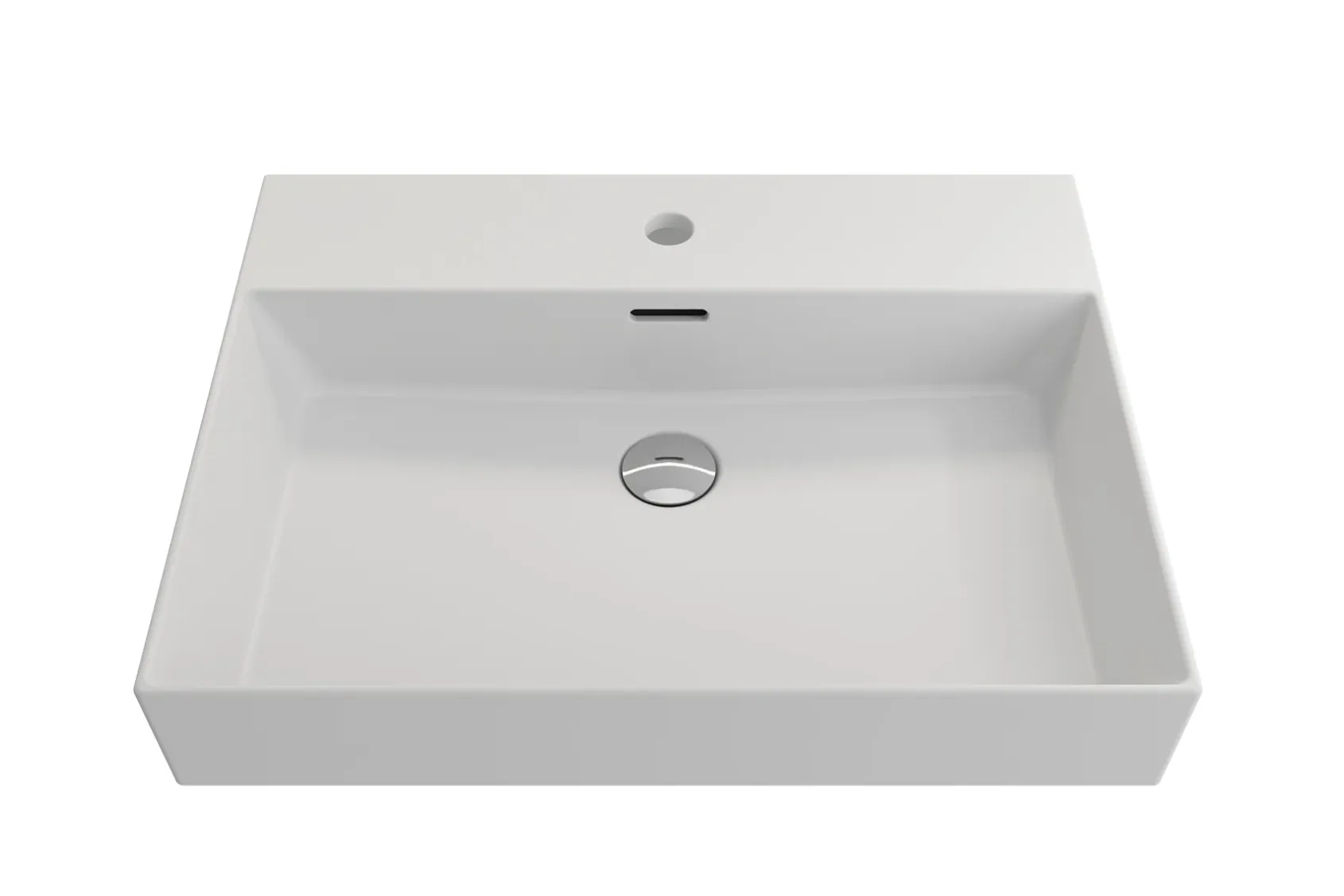 BOCCHI Milano 24" Rectangle Wallmount Fireclay Bathroom Sink, Matte White, Single Faucet Hole, 1376-002-0126