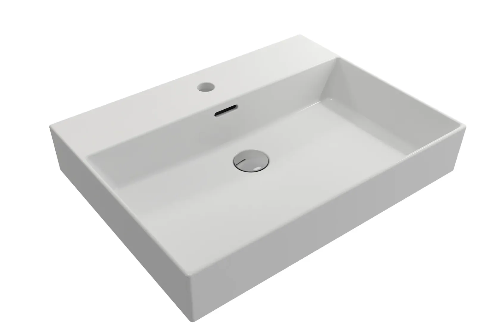 BOCCHI Milano 24" Rectangle Wallmount Fireclay Bathroom Sink, Matte White, Single Faucet Hole, 1376-002-0126