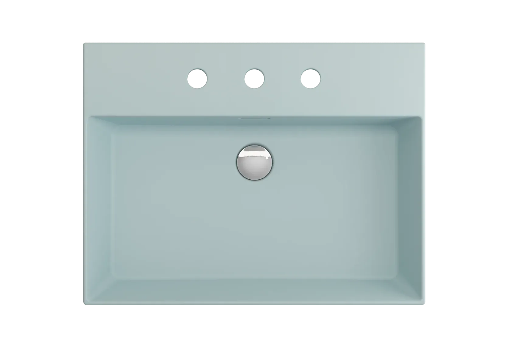 BOCCHI Milano 24" Rectangle Wallmount Fireclay Bathroom Sink, Matte Ice Blue, 3 Faucet Hole, 1376-029-0127