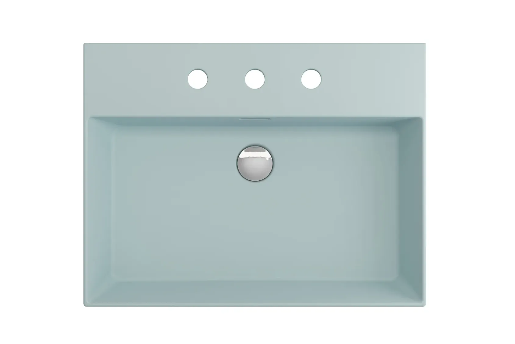 BOCCHI Milano 24" Rectangle Wallmount Fireclay Bathroom Sink, Matte Ice Blue, 3 Faucet Hole, 1376-029-0127