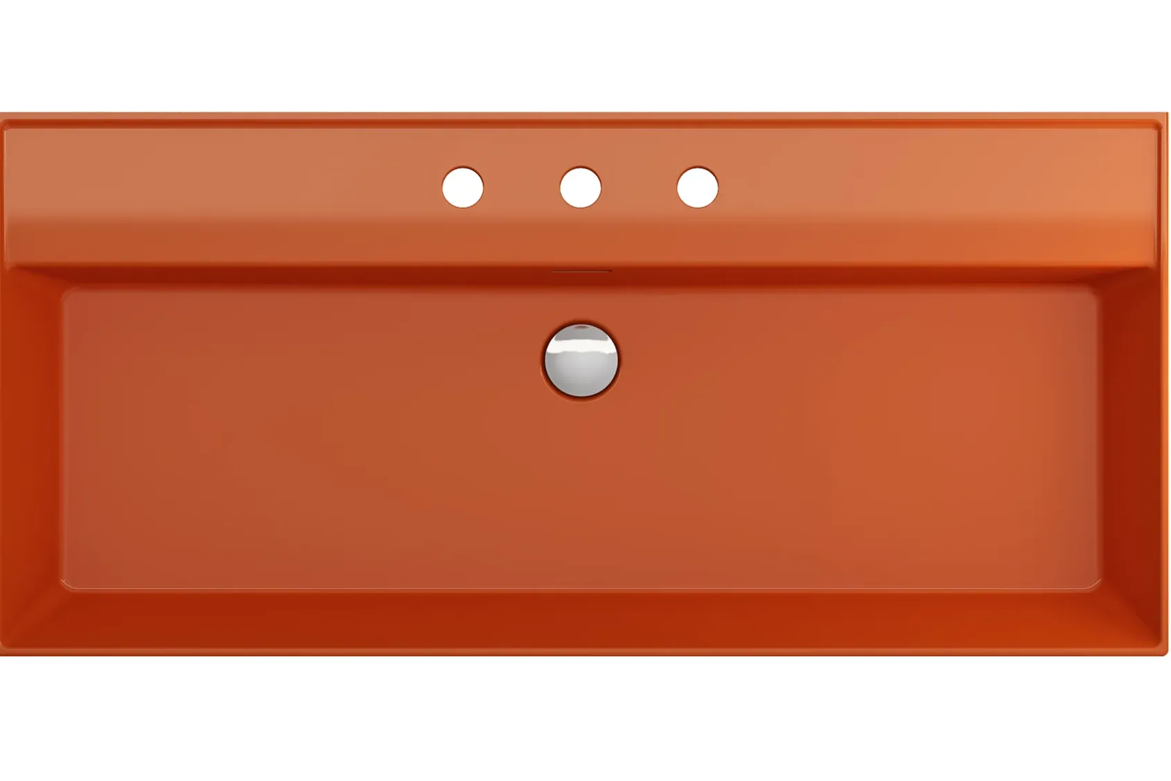 BOCCHI Milano 40" Rectangle Wallmount Fireclay Bathroom Sink, Orange, 3 Faucet Hole, 1378-012-0127