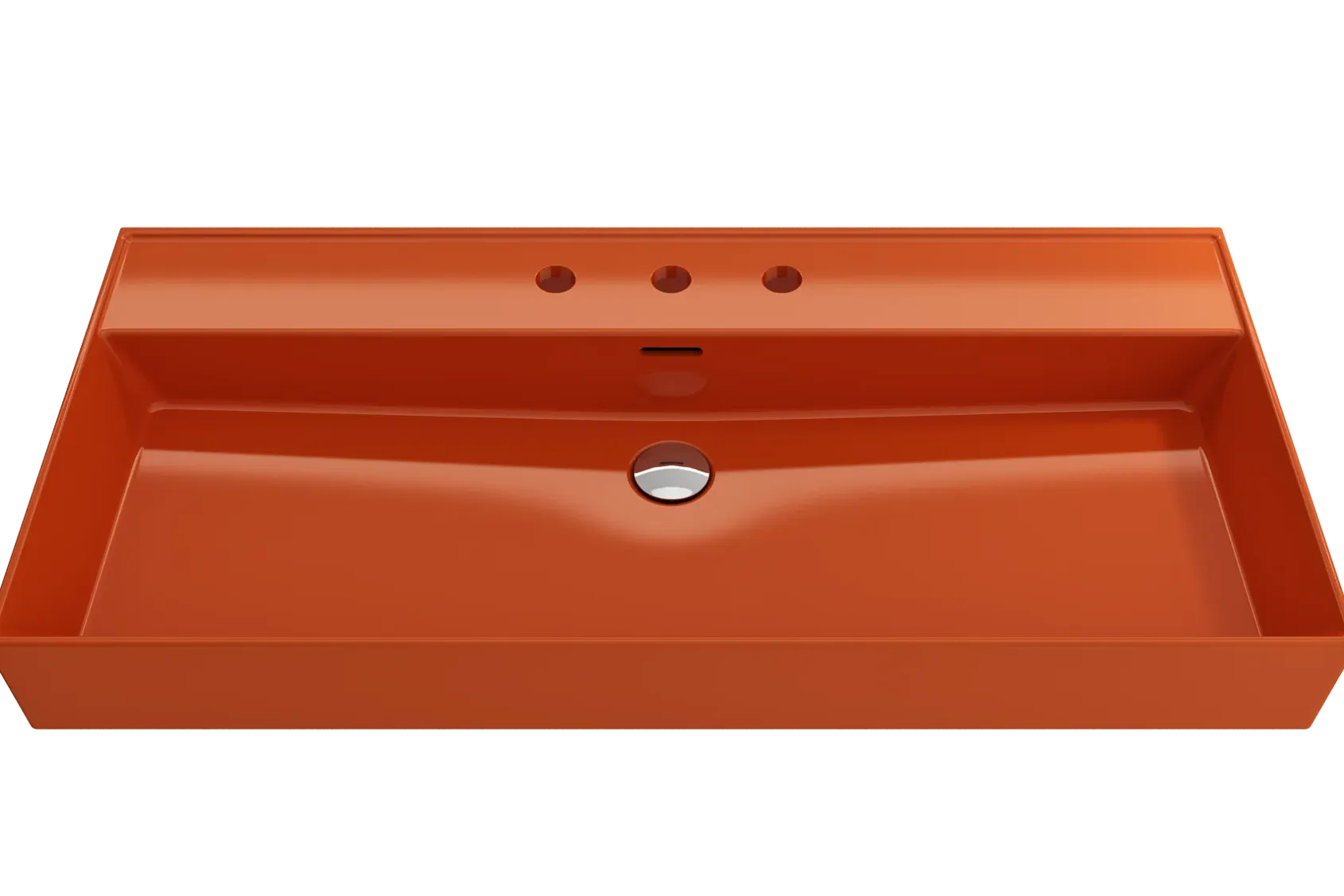 BOCCHI Milano 40" Rectangle Wallmount Fireclay Bathroom Sink, Orange, 3 Faucet Hole, 1378-012-0127