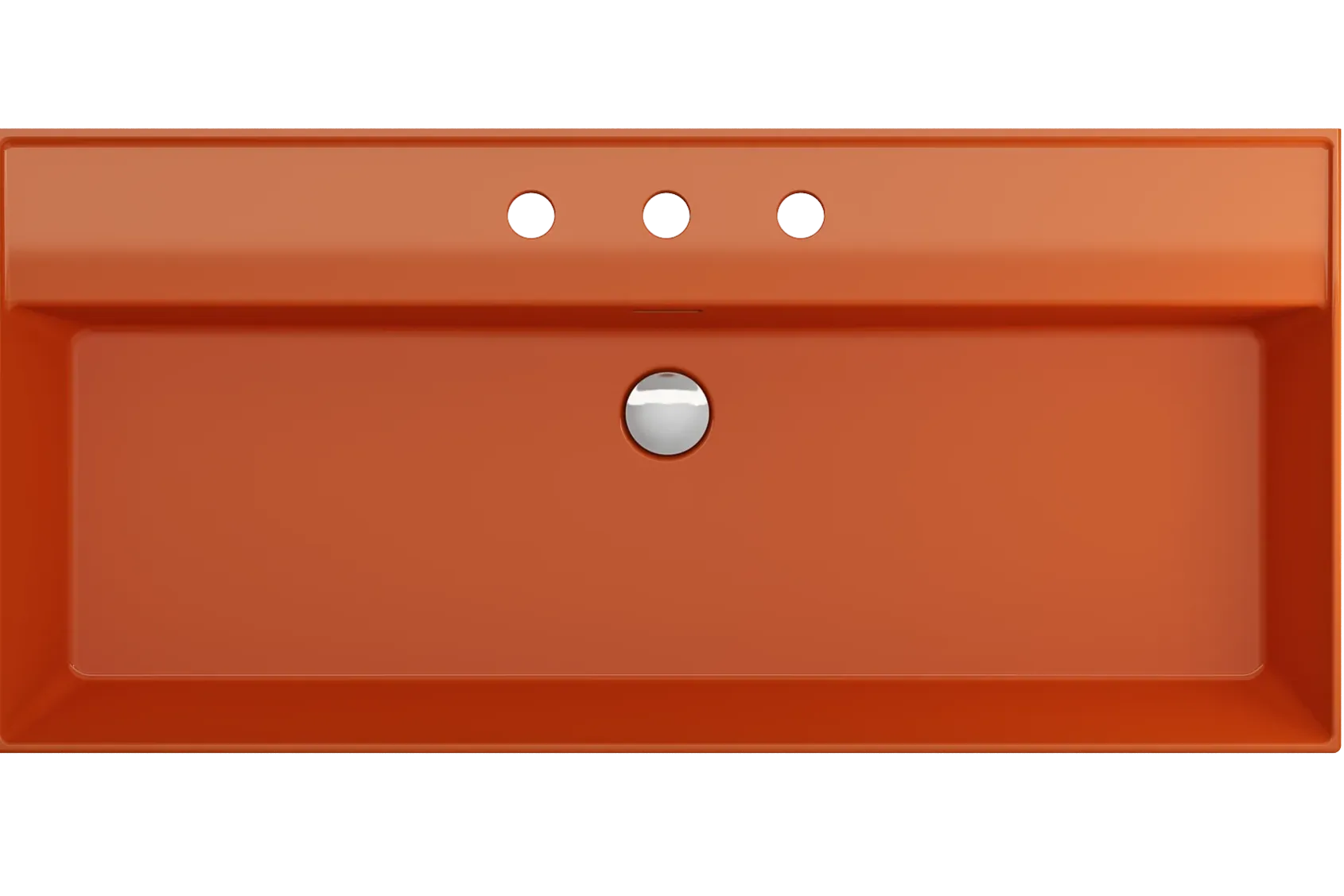 BOCCHI Milano 40" Rectangle Wallmount Fireclay Bathroom Sink, Orange, 3 Faucet Hole, 1378-012-0127