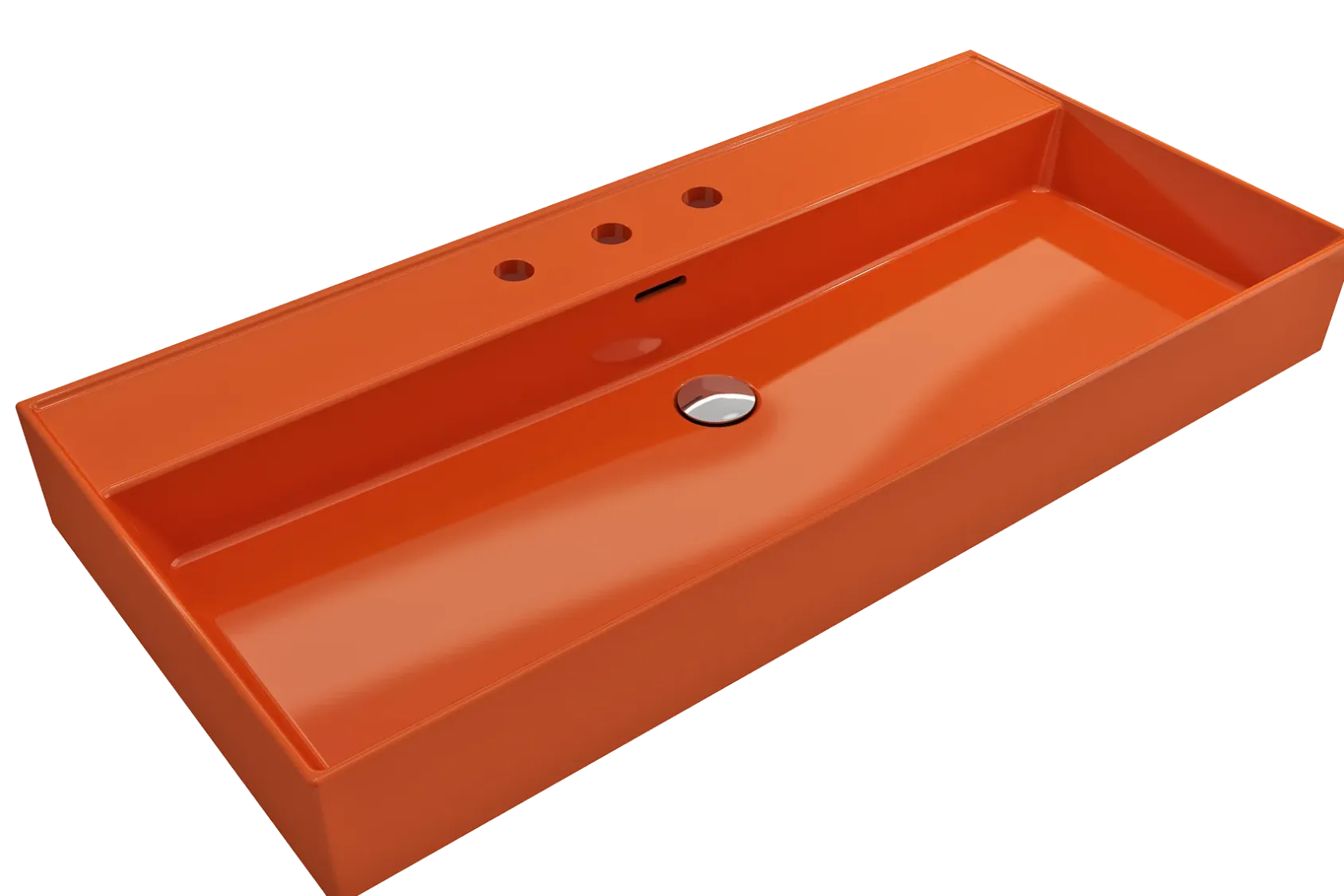 BOCCHI Milano 40" Rectangle Wallmount Fireclay Bathroom Sink, Orange, 3 Faucet Hole, 1378-012-0127