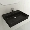 BOCCHI Milano 24" Rectangle Wallmount Fireclay Bathroom Sink, Matte Black, Single Faucet Hole, 1376-004-0126