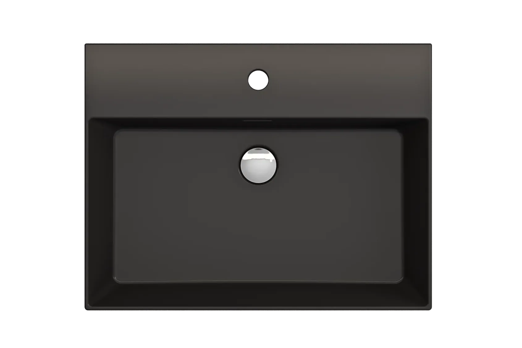 BOCCHI Milano 24" Rectangle Wallmount Fireclay Bathroom Sink, Matte Black, Single Faucet Hole, 1376-004-0126