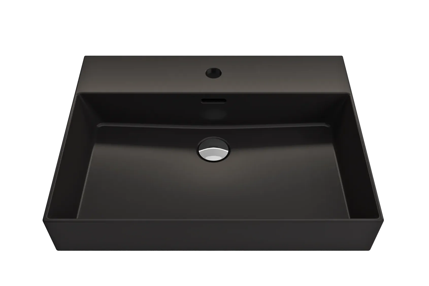 BOCCHI Milano 24" Rectangle Wallmount Fireclay Bathroom Sink, Matte Black, Single Faucet Hole, 1376-004-0126