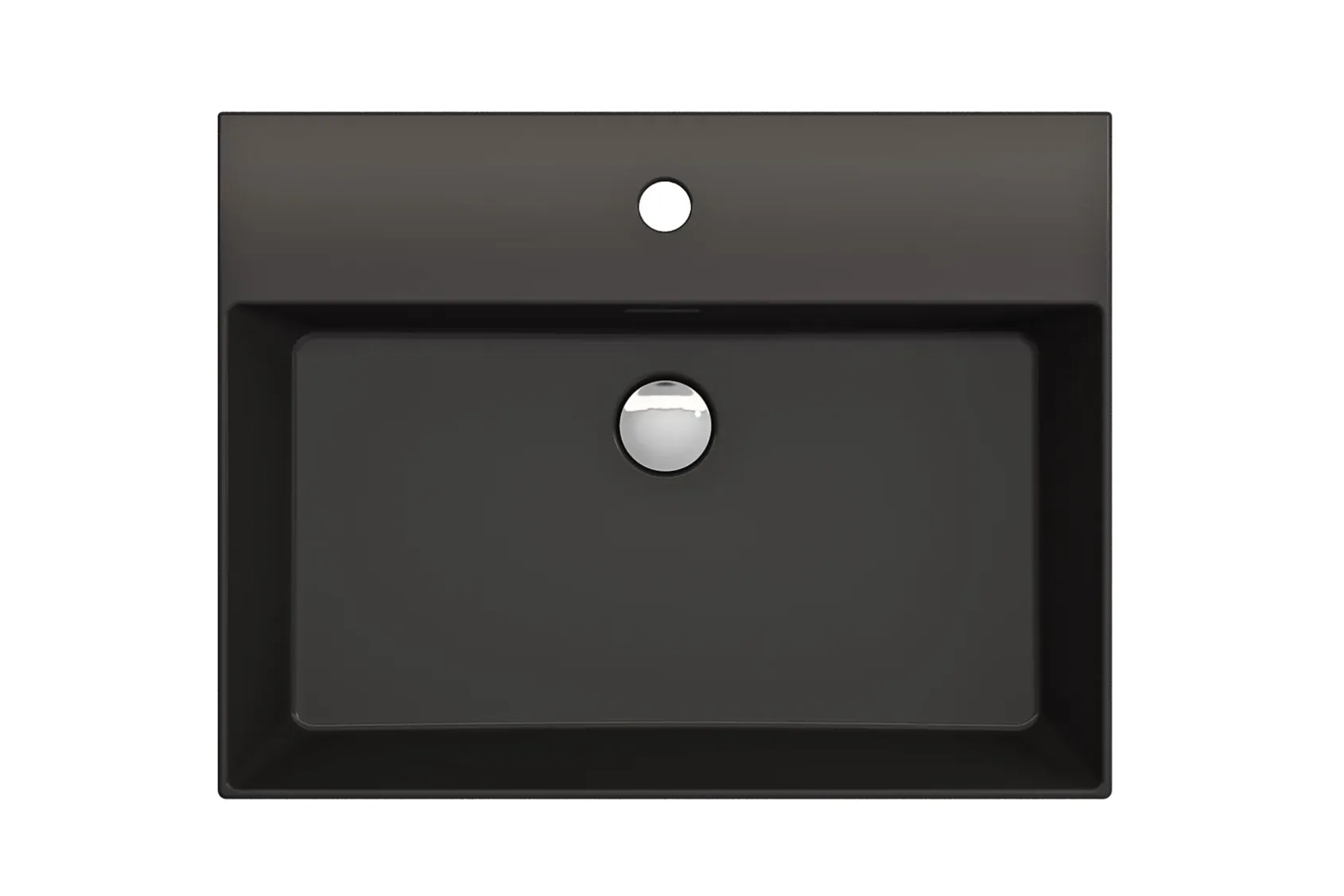 BOCCHI Milano 24" Rectangle Wallmount Fireclay Bathroom Sink, Matte Black, Single Faucet Hole, 1376-004-0126