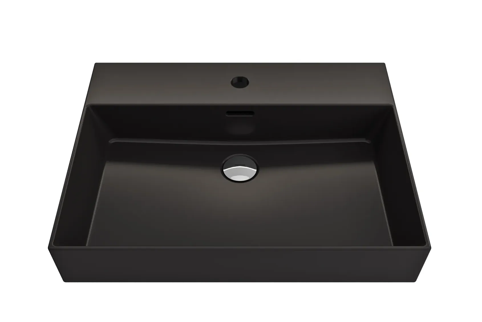 BOCCHI Milano 24" Rectangle Wallmount Fireclay Bathroom Sink, Matte Black, Single Faucet Hole, 1376-004-0126