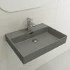 BOCCHI Milano 24" Rectangle Wallmount Fireclay Bathroom Sink, Matte Gray, Single Faucet Hole, 1376-006-0126