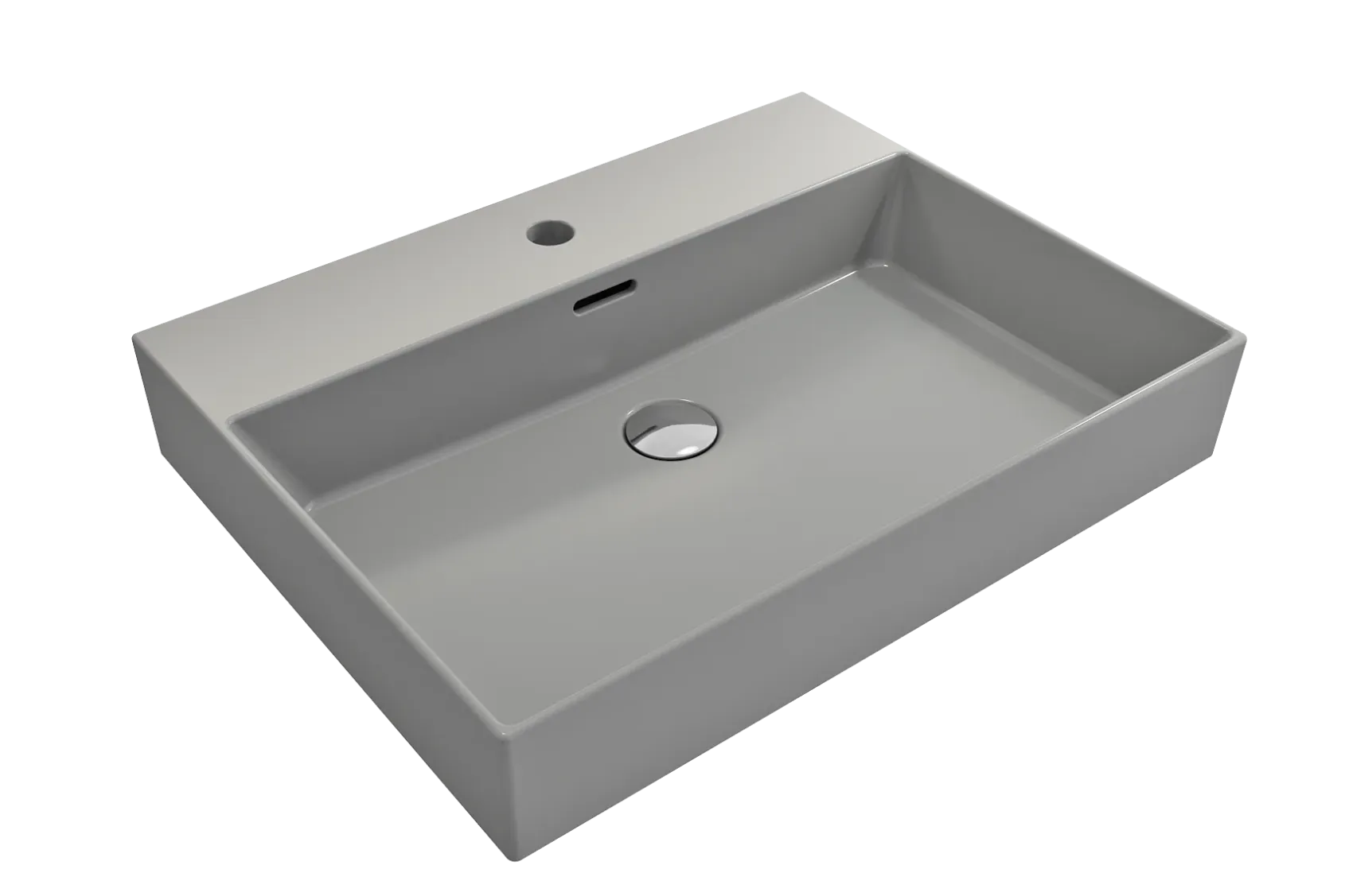 BOCCHI Milano 24" Rectangle Wallmount Fireclay Bathroom Sink, Matte Gray, Single Faucet Hole, 1376-006-0126