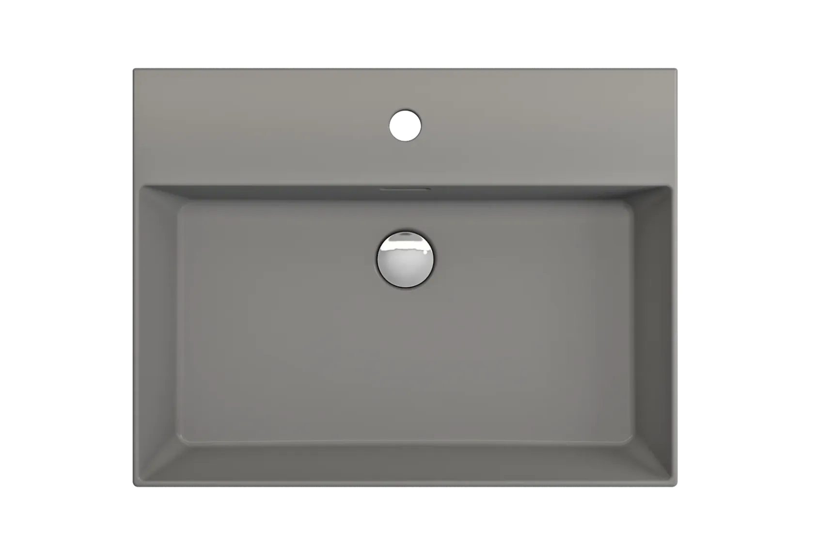BOCCHI Milano 24" Rectangle Wallmount Fireclay Bathroom Sink, Matte Gray, Single Faucet Hole, 1376-006-0126