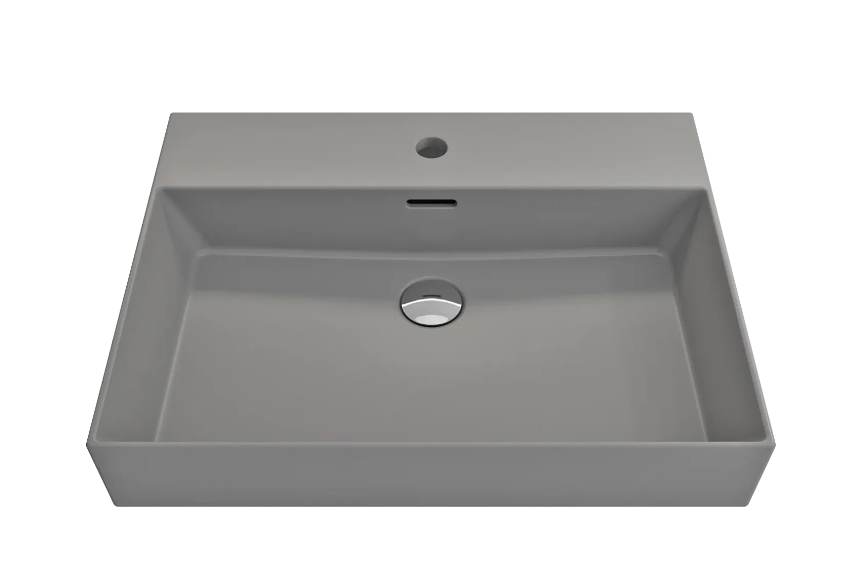 BOCCHI Milano 24" Rectangle Wallmount Fireclay Bathroom Sink, Matte Gray, Single Faucet Hole, 1376-006-0126