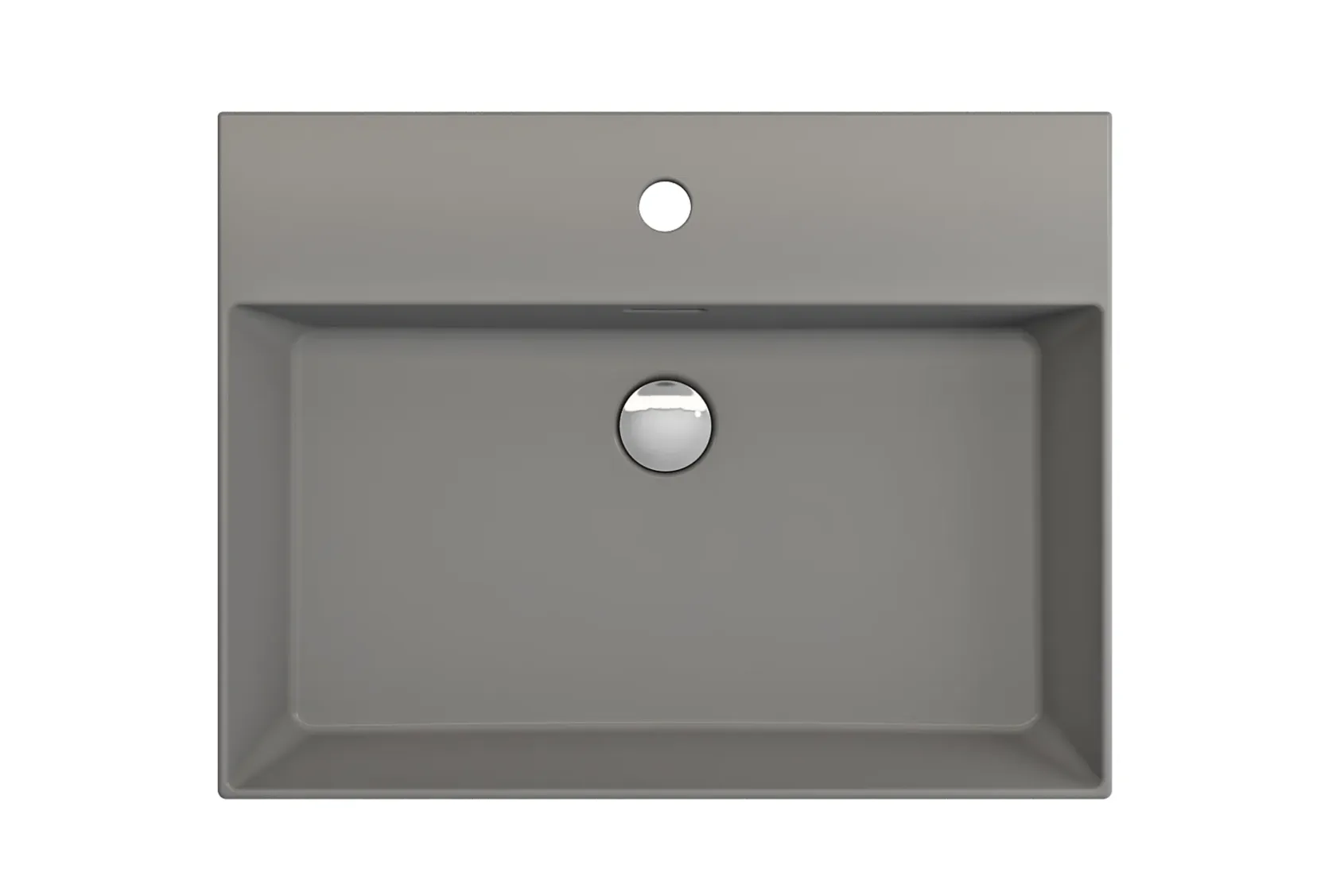 BOCCHI Milano 24" Rectangle Wallmount Fireclay Bathroom Sink, Matte Gray, Single Faucet Hole, 1376-006-0126