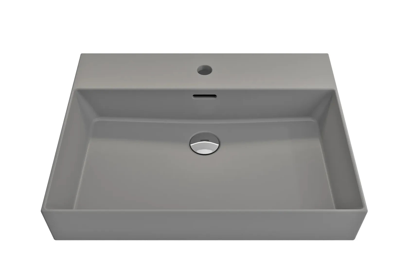 BOCCHI Milano 24" Rectangle Wallmount Fireclay Bathroom Sink, Matte Gray, Single Faucet Hole, 1376-006-0126