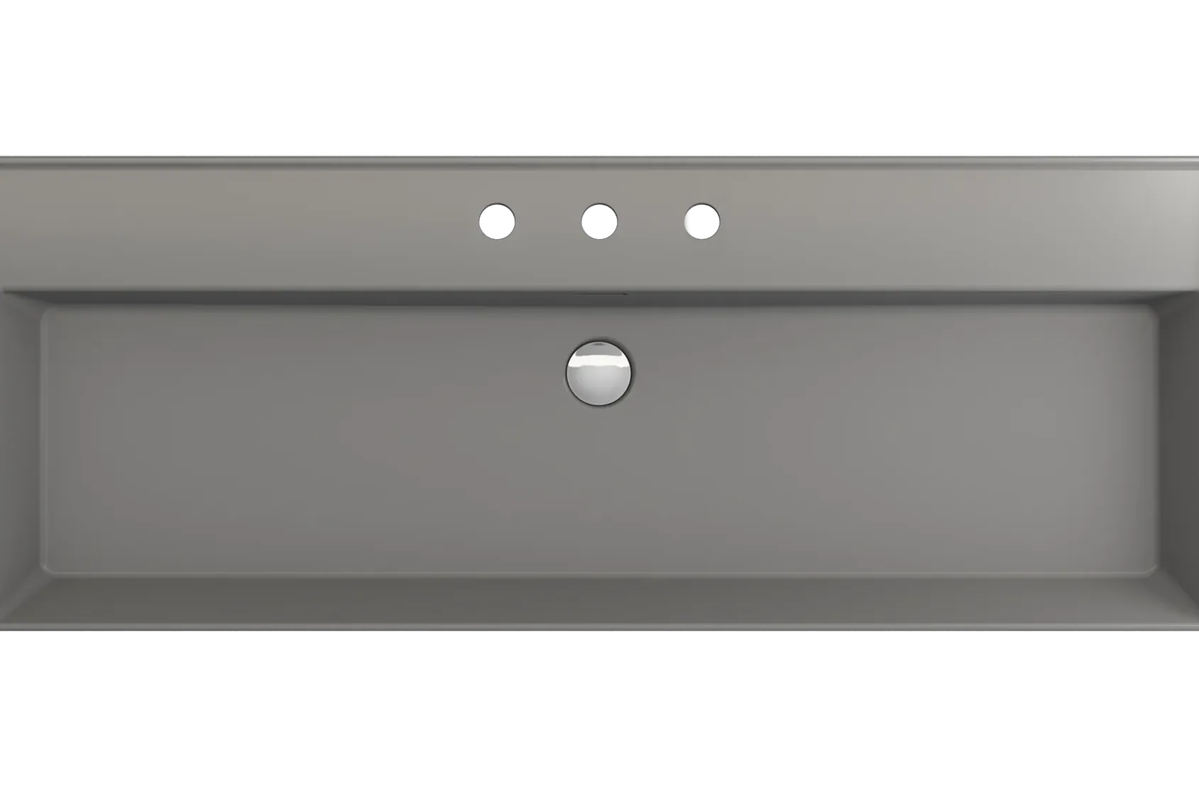 BOCCHI Milano 48" Rectangle Wallmount Fireclay Bathroom Sink, Matte Gray, 3 Faucet Hole, 1394-006-0127