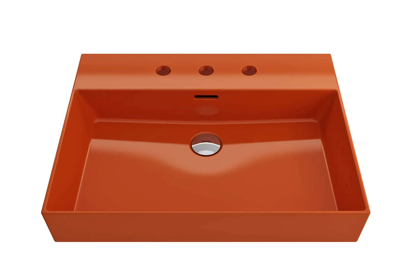 BOCCHI Milano 24" Rectangle Wallmount Fireclay Bathroom Sink, Orange, 3 Faucet Hole, 1376-012-0127
