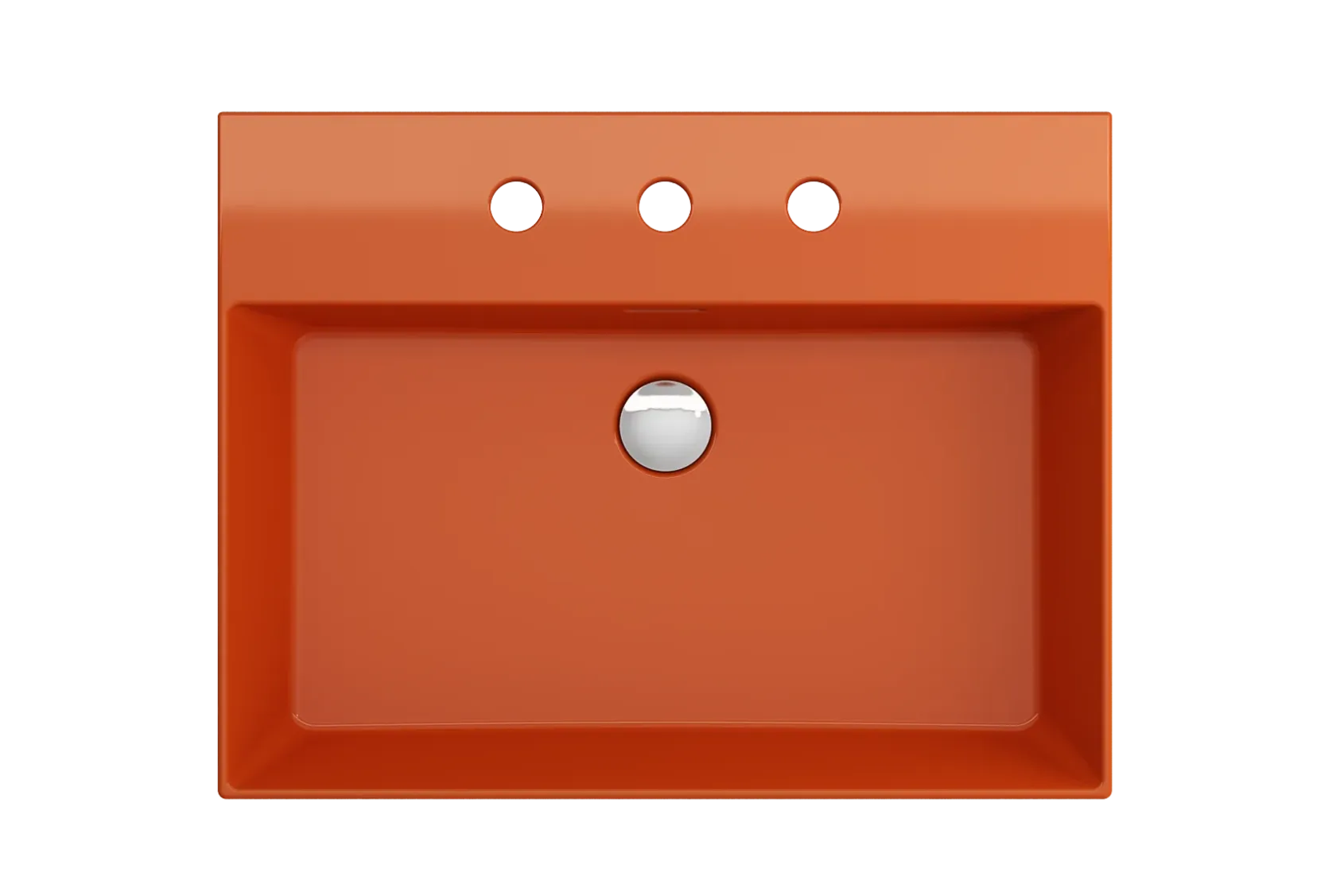 BOCCHI Milano 24" Rectangle Wallmount Fireclay Bathroom Sink, Orange, 3 Faucet Hole, 1376-012-0127