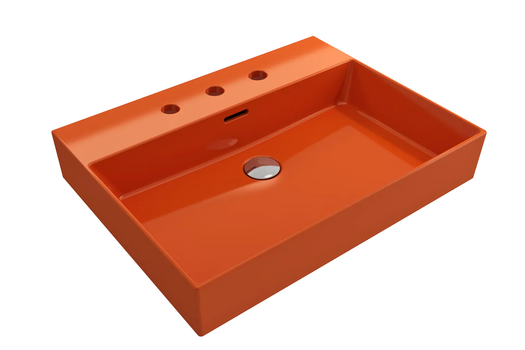 BOCCHI Milano 24" Rectangle Wallmount Fireclay Bathroom Sink, Orange, 3 Faucet Hole, 1376-012-0127