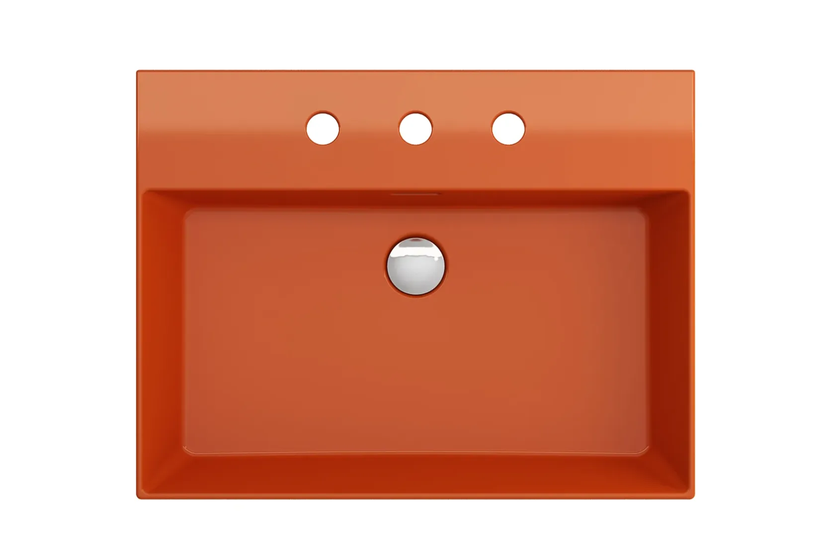 BOCCHI Milano 24" Rectangle Wallmount Fireclay Bathroom Sink, Orange, 3 Faucet Hole, 1376-012-0127
