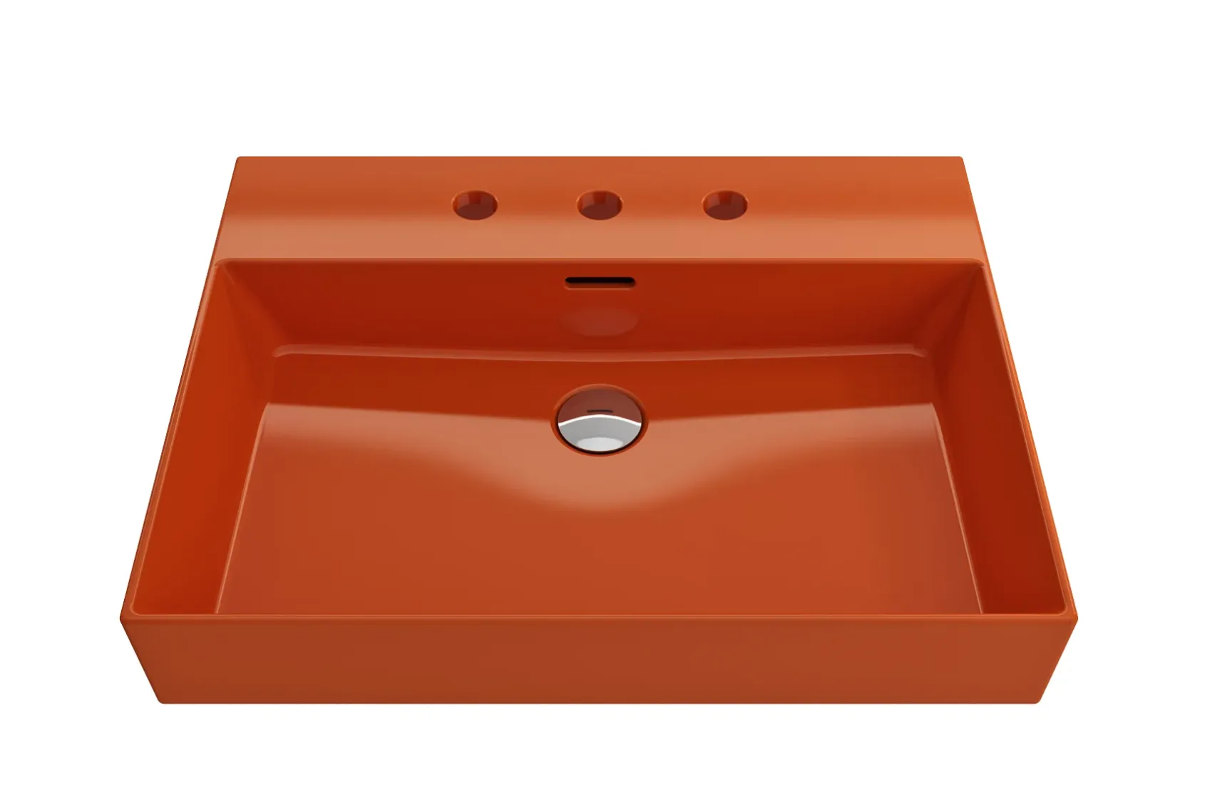 BOCCHI Milano 24" Rectangle Wallmount Fireclay Bathroom Sink, Orange, 3 Faucet Hole, 1376-012-0127