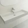 BOCCHI Milano 40" Rectangle Wallmount Fireclay Bathroom Sink, Matte White, Single Faucet Hole, 1378-002-0126