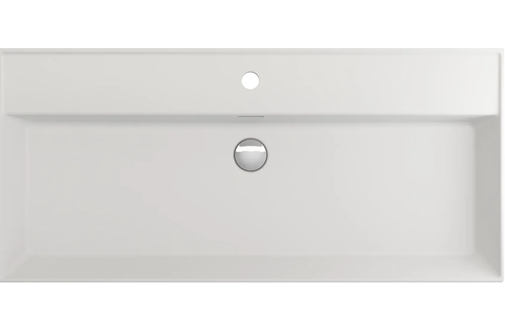 BOCCHI Milano 40" Rectangle Wallmount Fireclay Bathroom Sink, Matte White, Single Faucet Hole, 1378-002-0126