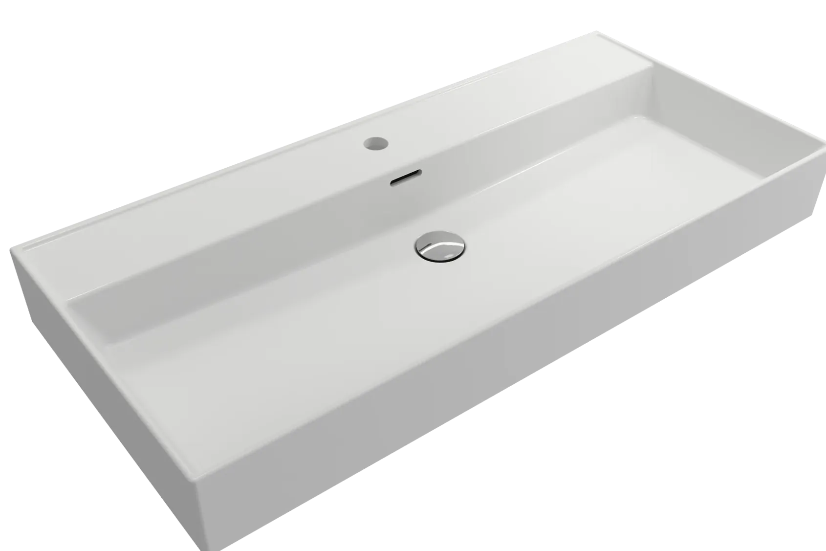 BOCCHI Milano 40" Rectangle Wallmount Fireclay Bathroom Sink, Matte White, Single Faucet Hole, 1378-002-0126