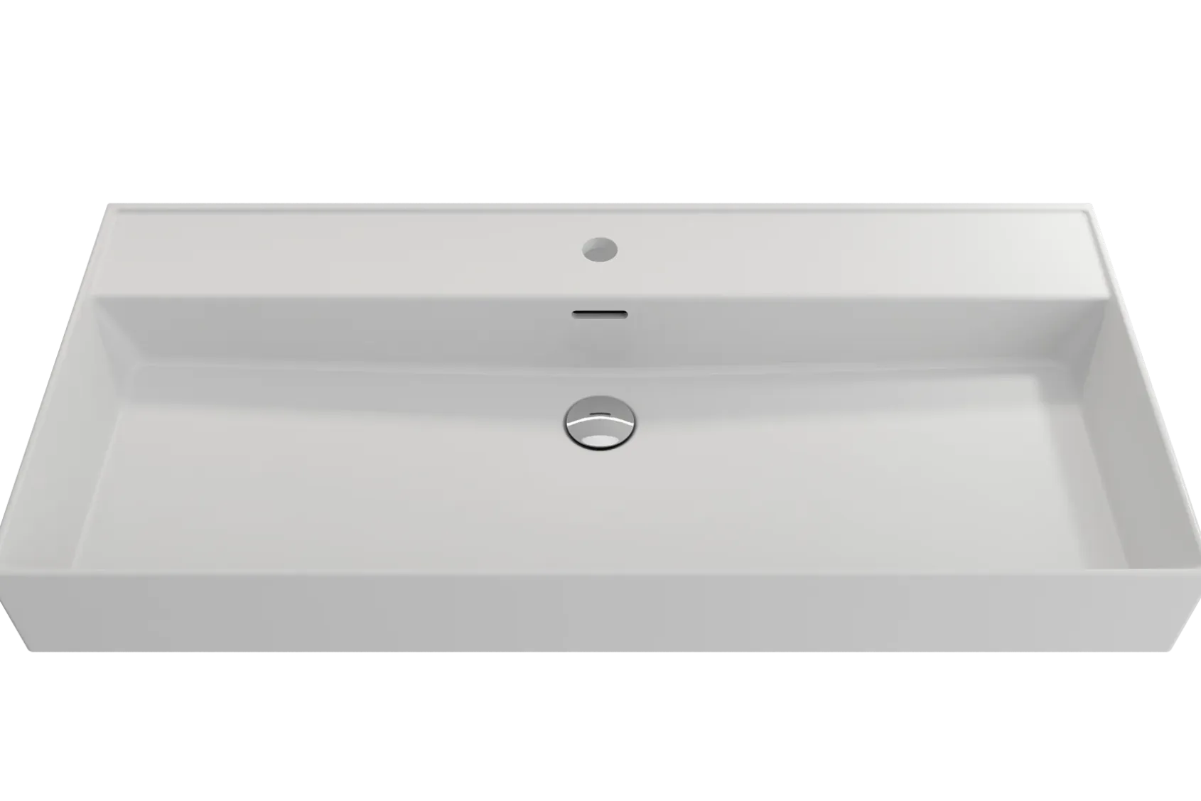 BOCCHI Milano 40" Rectangle Wallmount Fireclay Bathroom Sink, Matte White, Single Faucet Hole, 1378-002-0126