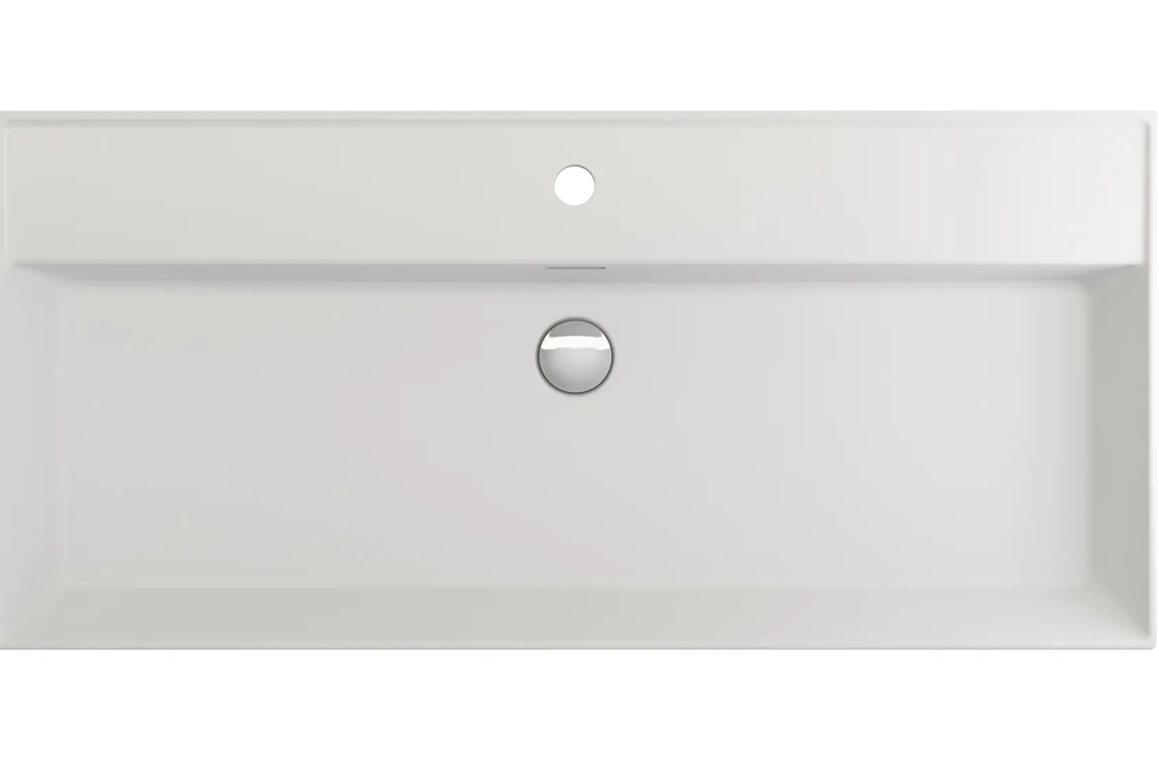 BOCCHI Milano 40" Rectangle Wallmount Fireclay Bathroom Sink, Matte White, Single Faucet Hole, 1378-002-0126