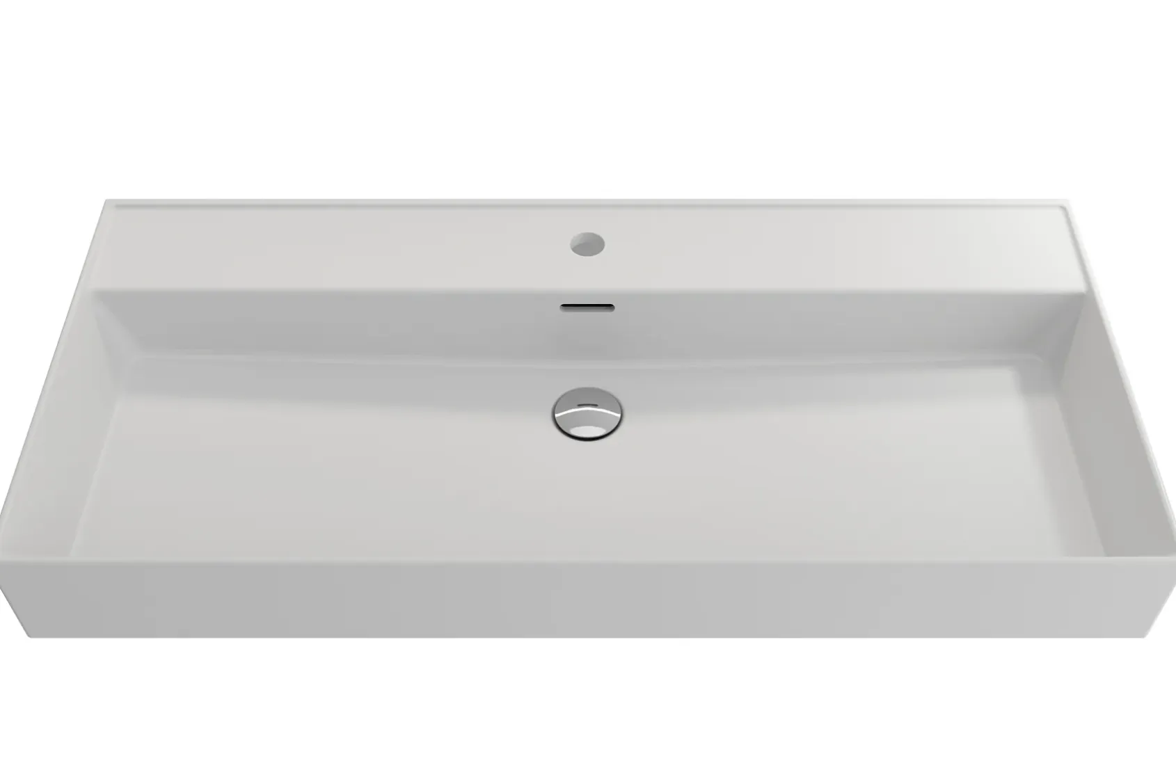 BOCCHI Milano 40" Rectangle Wallmount Fireclay Bathroom Sink, Matte White, Single Faucet Hole, 1378-002-0126