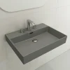 BOCCHI Milano 24" Rectangle Wallmount Fireclay Bathroom Sink, Matte Gray, 3 Faucet Hole, 1376-006-0127