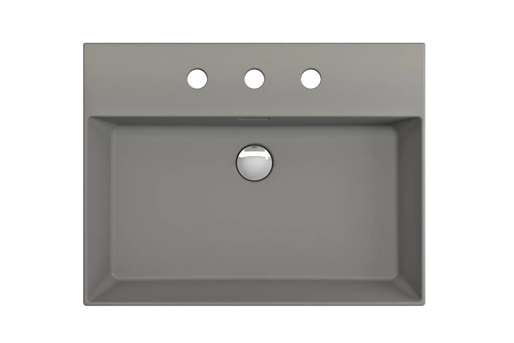 BOCCHI Milano 24" Rectangle Wallmount Fireclay Bathroom Sink, Matte Gray, 3 Faucet Hole, 1376-006-0127