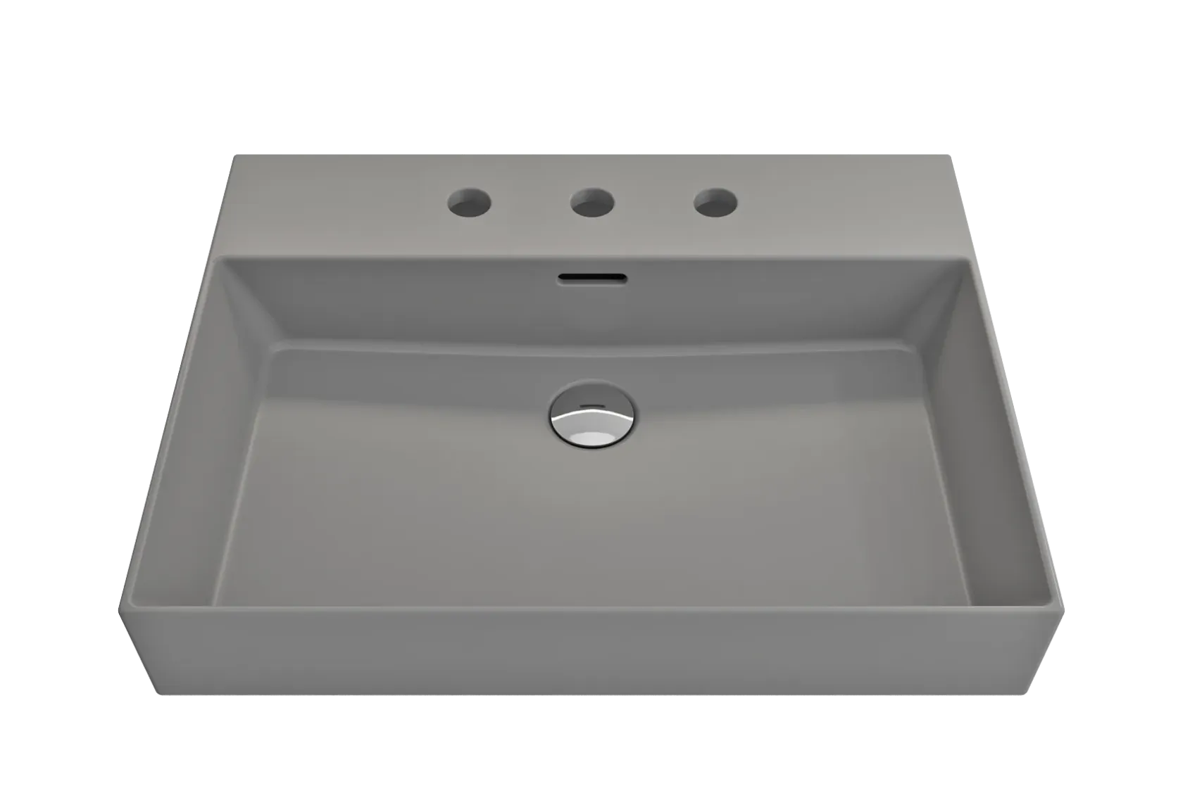 BOCCHI Milano 24" Rectangle Wallmount Fireclay Bathroom Sink, Matte Gray, 3 Faucet Hole, 1376-006-0127