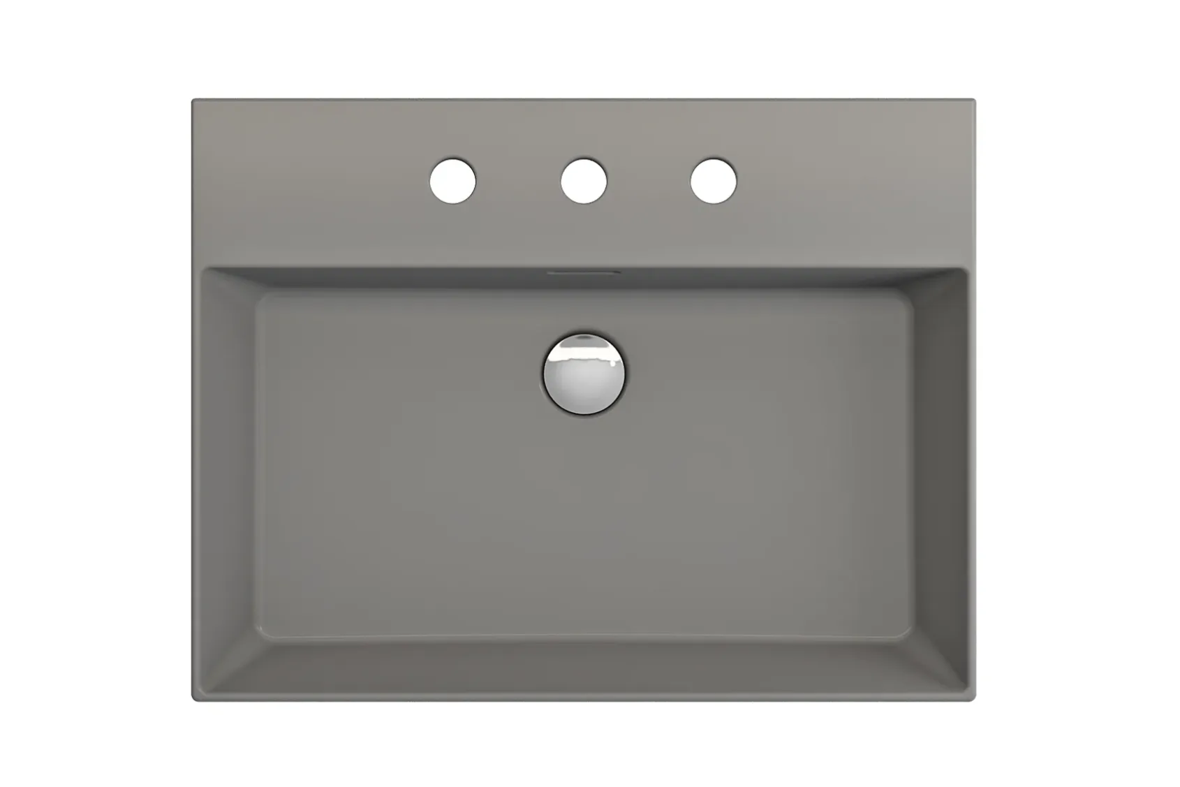 BOCCHI Milano 24" Rectangle Wallmount Fireclay Bathroom Sink, Matte Gray, 3 Faucet Hole, 1376-006-0127