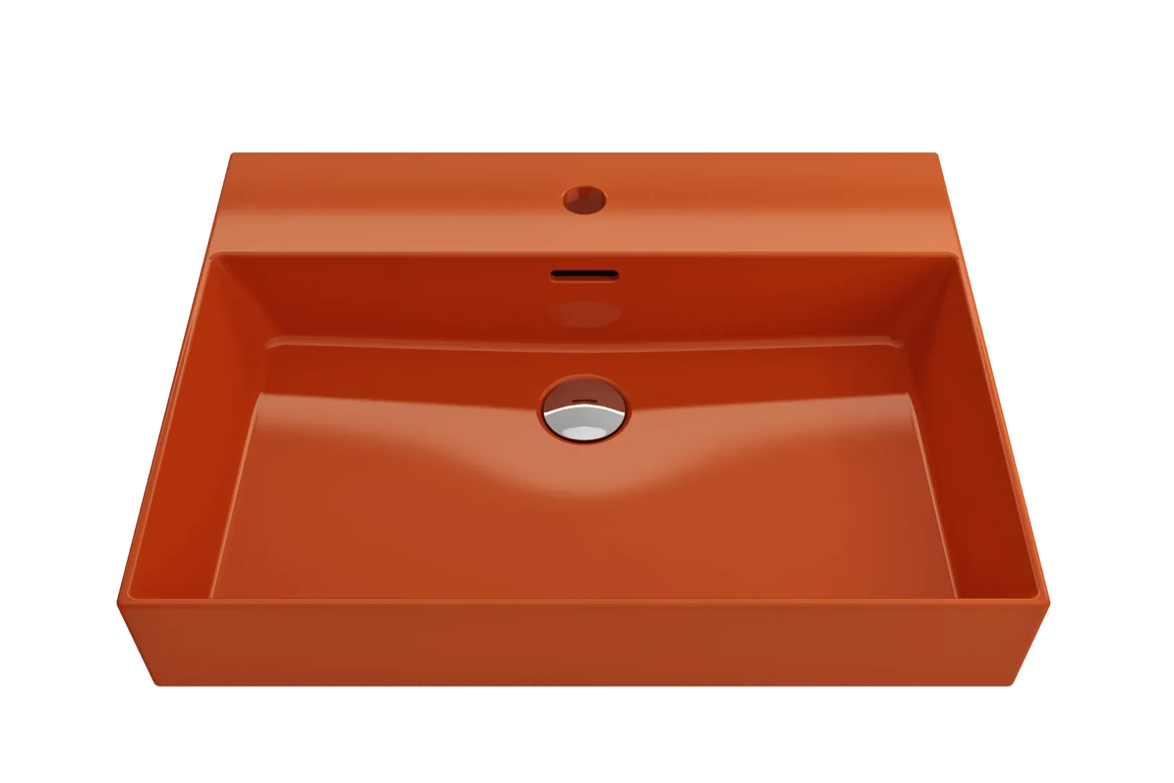 BOCCHI Milano 24" Rectangle Wallmount Fireclay Bathroom Sink, Orange, Single Faucet Hole, 1376-012-0126
