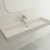BOCCHI Milano 48" Rectangle Wallmount Fireclay Bathroom Sink, Biscuit, Single Faucet Hole, 1394-014-0126